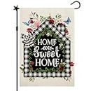 CMEGKE Home Sweet Home Garden Flag, Spring Flowers Garden Flag Spring Summer Flags Rustic Vertical Double Sided Burlap Holiday Party Spring Flowers Home Sweet Home Farmhouse Yard Home Outside Decor
