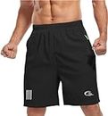CBlue Men's Outdoor Quick Dry Lightweight Sports Shorts Zipper Pockets (X-Large, Black)