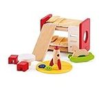 Hape Children’s Room , Highly Detailed Kid’s Room Doll House Furniture Set Including Bunk Beds, Table, Chairs and Rocket Ship