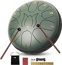 Steel Tongue Drum 11 Notes 6 Inches Tongue Drum Handpan Drum Percussion for Meditation Yoga Musical Education Adult& Kids (Lotus Green)