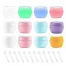 Plastic Small Travel Containers for Toiletries TSA Approved Leakproof Refillable Cosmetics Makeup Jars with Lids Cream Sample Makeup Lids Makeup Sample Containers BPA free Container (30g/30ml,12 PCS)