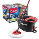 O-Cedar EasyWring Microfiber Spin Mop, Bucket Floor Cleaning System, Red, Gray, Standard