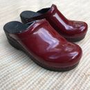 Dansko dark red/burgundy leather slip on clogs mules - size 36