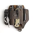 Topstache Leather Multitool Sheath,EDC Belt Organizer for Work and Daily Use,Leatherman Sheath,EDC Pocket Organizer for Flashlight and Multitool,Gifts for Men for Multitool,Darkbrown