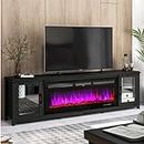 oneinmil Fireplace TV Stand with 50" Electric Fireplace, LED Light Entertainment Center, Media Console Table Designed for Living Room, 80 Inches, Black