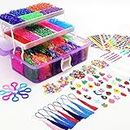 Rubber Loom Bands, 18800+ Mega Rainbow Rubber Bands Refill Kit for Kids Girl Jewelry Bracelet Weaving DIY Crafting in 35 Colors, 500 Slips, 300 Beads, 30 Charms, 5 Small Crochets, 2 Big Crochets