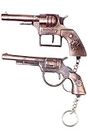 Revolver Gun Pistol Shaped Metal Keychain | Mini Gun Keychain For Bikes, Cars, Bags, Home, Cycle For Men And Women | Toy Revolver Gun Keychain (Pack Of 2, 13Cmx11Cm), Brown
