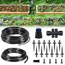 HIRALIY 50FT Garden Watering System, Drip Irrigation Kits for Plants, New Quick Connector, Blank Distribution Tubing, Saving Water Automatic Irrigation Equipment for Patio Lawn