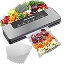 ENEM Vacuum Sealer Machine | Silver Color | Automatic Dry & Wet Air Sealing System | Customer Support | Compact Design Vacuum Sealing Machine | Extra 10 Bags free for Food Preservation