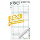 Planer für Zwei (Wandkalender 2024 mit 3 Spalten 21x40cm) - Partnerkalender für Paar - Paarkalender mit drei Spalten - Kalender zum Aufhängen für zwei Personen (ganzes Jahr 2024) - Greenery