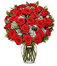 From You Flowers - Two Dozen Long Stemmed Red Roses with Glass Vase (Fresh Flowers) Birthday, Anniversary, Get Well, Sympathy, Congratulations, Thank You