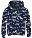 Girls Navy Blue Pullover 14 Years Old Boys Shark Autumn Costumes Size 13 Juniors Classy Shark Clothing for Party Big Teens Crewneck Hoodys Naughty Boy Ocean Sweatshirts with Pockets, Shark Size 13-14
