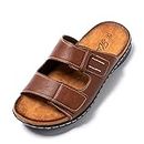 JOMIX Sandales Homme Cuir Chaussures de Plage Tongs Hommes Chaussons de Randonnée Confortables pour Maison Piscine Mer Douche (Caramel, 41)