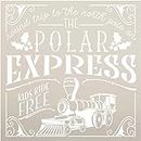 Ivana's Polar Express Stencil | DIY Kids Christmas Train Holly Home Decor | Craft & Paint Wood Sign | Reusable Mylar Template | Cursive Script North Pole Gift Size (18 inches x 18 inches)