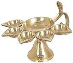 Balaji e Retail Pure Brass Panch Aarti Lamp Pancharti Diya Oil Lamp Puja Aarti Diya Panch Mukhi Aarti Deepak Oil Lamp Puja Accessory for Gifting and Religious Purpose 5 Face Brass Diya Lamp