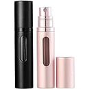 SixTmoon Perfume Atomizer Bottle, Portable Refillable Perfume Bottle Sprayer Leakproof, Travel Mini Size Cologne Sprayer for Men Women, 8ml (Black & Pink)