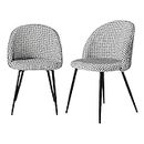LEVEDE Dining Chairs, Set of 2 Reading Seating, Velvet Kitchen Chairs, Chic Nursing Seats, Home Furniture for Dining Room, Living Room, Cafe, Meeting Room, Load Up to 150kg (Black+White)