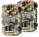 WOSODA Trail Cameras 2 Pack 24MP 1080P HD, Waterproof Game Camera Motion Activated with Fast Trigger Time Infrared Night Vision, Hunting Camera for Outdoor Wildlife Monitoring
