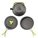 Trendy Retail® Portable Camping Cook Cooking Cookware Set Pot Pan Teapot Coffee Cup Green