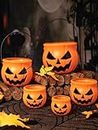 PartyToko Halloween Big to Small Set of 5 Pumpkin Basket Candy Holder for Halloween Party Supplies
