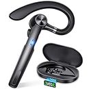JOWAVE Bluetooth Headset, Wireless Headset with Microphone ENC Noise Cancelling, Bluetooth Earpiece V5.2 with Long Battery Display Charging Case, Hand-Free Headphones for Driving, Office and Business