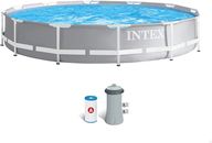 Intex 12ft x 30inch Round Metal Frame Prism Swimming Pool with Filter Pump