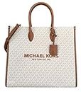 Michael Kors Mirella Grand sac fourre-tout Signature MK, Vanilla Mk, Large
