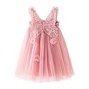 Toddler Birthday Dress Baby Girl Princess Dress Layered Butterfly Wings Tulle Tutu Dress Summer Sleeveless Fairy Dress Birthday Skirt Pink Tutu Baby Pink