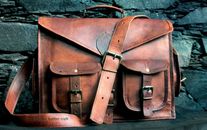 New Men's Genuine Brown Leather Laptop Bag Messenger Shoulder Briefcase Handbag