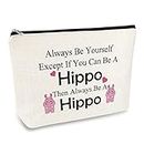 Hippopotamus Gifts Hippo Makeup Bag Hippo Lover Gifts for Women Funny Inspirational Gift for Friends Coworker Sister Daughter Hippo Themed Gift for Girls Cosmetic Bag Christmas Graduation Gift