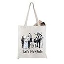 WCGXKO Ghoul Gang Villains Squad Horror TV and Movie Inspired Goth Queens Themed Let’s Go Girls Canvas Tote Bag, Beige, Medium, Let’s Go Girls