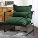 DURASPACE Mid Century Modern Accent Chair, Metal Framed Arm Chair with Waist Cushion, Reading Chairs for Living Room (Green)