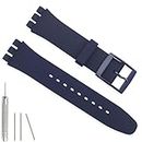 Hijiawee Silicone Band for Swatch 17mm 19mm 20mm, Replacement Waterproof Wristband Watch Strap for Swatch 20mm/19mm/17mm for Women Men (19mm, Darkblue)