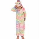 Girls 1Onesie Onesey Pyjamas All In One Fleece Hooded Jumpsuit Playsuit Unicorn