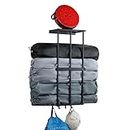 Camping Chair Wall Storage Rack for Garage, Ansonation Metal Camping Beach Chair Umbrella Wall Mounted Holder Rack Organizer with 4 Hooks for Organization