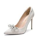 DREAM PAIRS Women's High Heels for Women Classic Pointed Closed Toe Pumps Sexy Sparkly Rhinestone Stiletto Heels Elegant Versatile Wedding Bridal Party Dress Shoes SDPU2207W Silver Size 9 M US