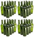 North Mountain Supply 750ml Glass Bordeaux Wine Bottle Flat-Bottomed Cork Finish - 48 Bottles (4 Cases of 12) - Champagne Green
