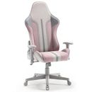 Inbox Zero Mysa PC & Racing Game Chair, Leather in Pink/Gray | 51.18 H x 27.17 W x 24.41 D in | Wayfair E2D5ED0C802444FB86C89FC4786C6C3C