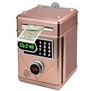 Kendyy Touchscreen Electronic Piggy Bank Mini ATM Safe, Coin Banks with Password & 10 Songs, Auto Money Scroll, Counting the Number, Adults Digital Real Money Box, Best Gift for Boys Girls (Rose Gold)