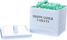 Metal Dishwasher Detergent Pods Containers -White Dish Washer Tablets with Lid f