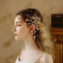 Alloy Leaves Women Ear Cuff Vintage Baroque Exaggerated Beads Clip Earrings Handmade Party Jewelry