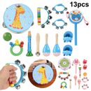13pcs Wooden Musical Instruments Toys Children Toddlers Percussion For Kids Baby