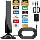 2024 Upgraded TV Antenna for Smart TV Indoor, TV Antenna for Local Channels 300+ Miles Range, TV Antenna Indoor with Amplifier Signal Booster, 360 Reception, Support 4K 1080p All TVs, 16FT Coax Cable