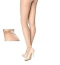 Marilyn Erotic Silk 30 Den Soft Exclusive Luxe Lace Silicone Band European Pantyhose (Nude, XL)