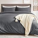 SASTTIE Duvet Cover Queen, Grey Queen Size Duvet Cover Set, Soft Duvet Cover with Zipper Closure and Corner Ties - 1 Duvet Cover (90x90 Inches) and 2 Pillowcases