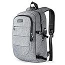Travel Laptop Backpack Water Resistant Anti-Theft Bag with USB Charging Port & Lock 17.3 Inch Computer Business Backpack for Women Men College School Student Gift,Bookbag Casual Hiking Daypack -Grey