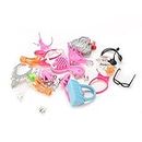 Idream Doll Accessories Shoes Bag Mirror Plastic Hanger Comb Bracelet for Doll (Set of 40) (Multicolor)