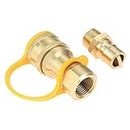 1/2" Gas Quick Connect Kit, Disconnect Connector with Male Insert Plug, Solid Brass 1/2 inch Natural Gas Propane Quick Connect Adapter