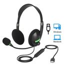 USB Wired Headset Computer Headphone with Microphone Noise Cancelling For Laptop