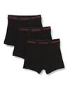 Calvin Klein Men Boxer Short Trunks Stretch Cotton Pack of 3, Black (Black W/ Pompian Red Logos), L